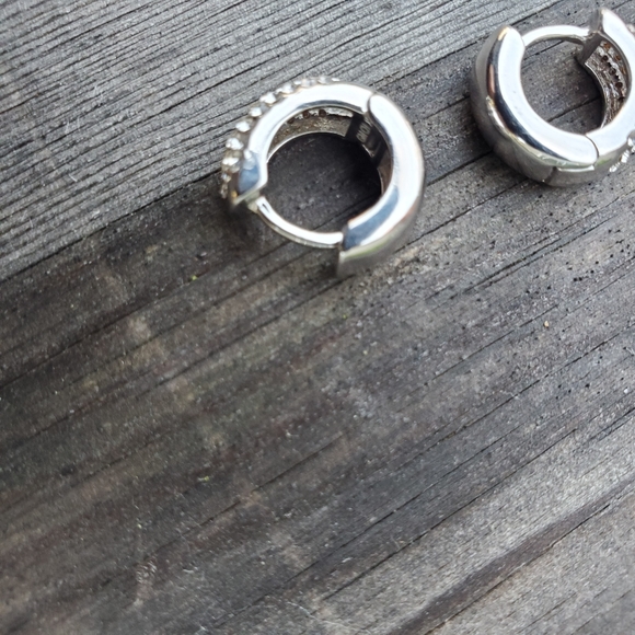 Huggie Earrings with pave Swarovski crystals - Picture 4 of 8